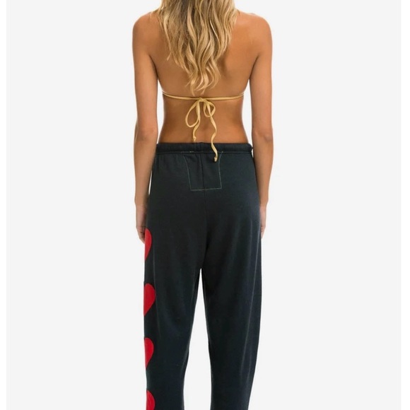 Aviator Nation Charcoal Joggers with Red Hearts - Picture 2 of 4